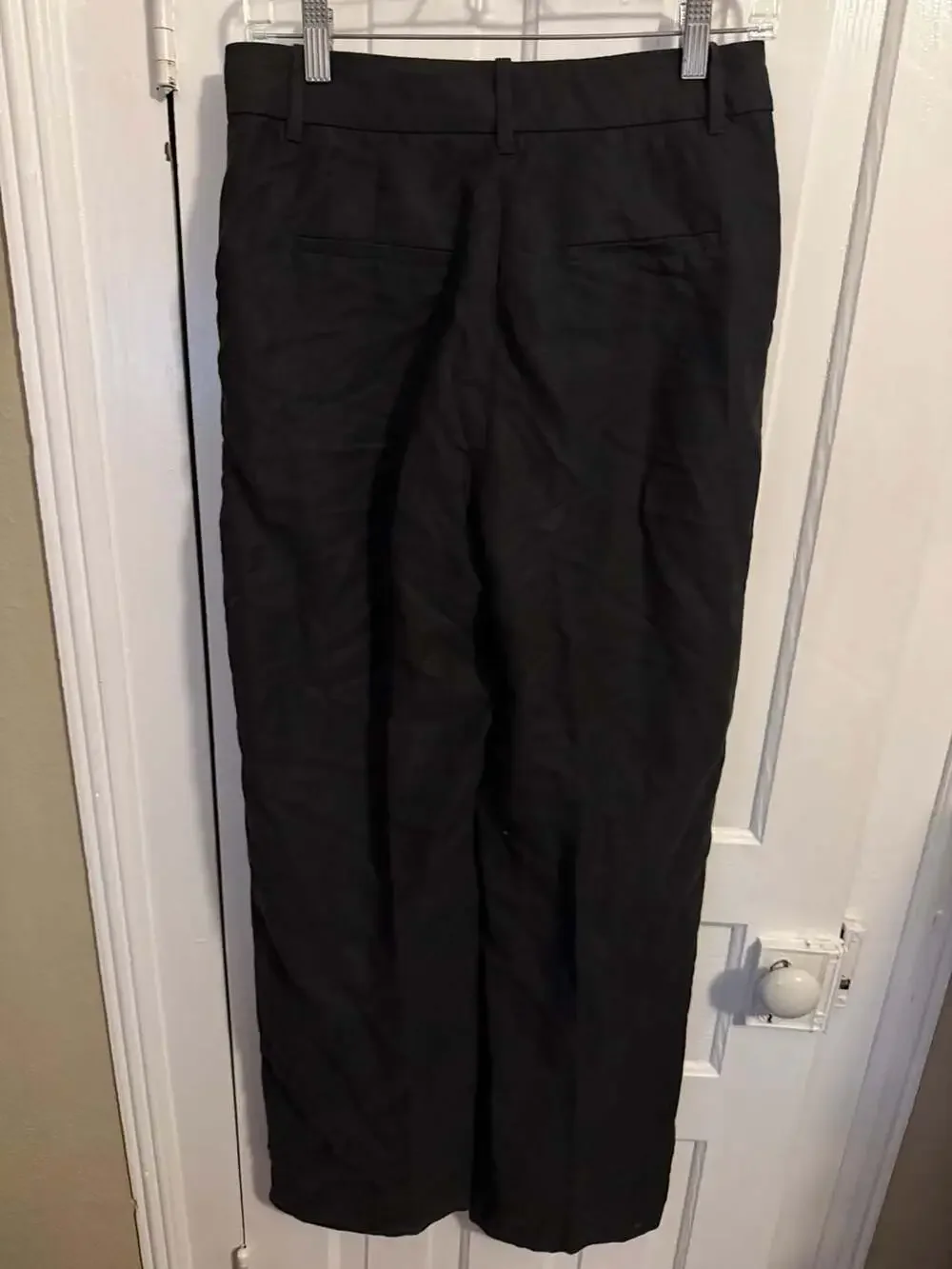 Aritzia The Effortless Pant Black Linen-Blend Wide Leg Trousers Size 6